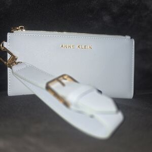 Anne Klein Light Gray Wallet with Gold Accents